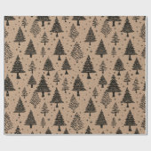 Moderner Schwarz-Creme-Weihnachtsbaum Geschenkpapier (Flach)