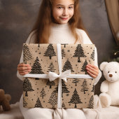 Moderner Schwarz-Creme-Weihnachtsbaum Geschenkpapier