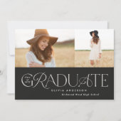 Moderner, schwarz geometrischer 2-Foto-Bogen-Absch Ankündigung (Vorderseite)