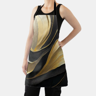 Moderner Schwarz/Gold Abstrakt Luxus- Schürze