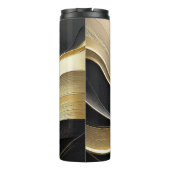 Moderner Schwarz/Gold Abstrakt Luxus- Thermosbecher (Rückseite)