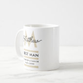 Moderner Schwarz-Gold-Add-Name und Monogram-Trauze Kaffeetasse (Vorderseite Links)