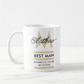 Moderner Schwarz-Gold-Add-Name und Monogram-Trauze Kaffeetasse (Links)