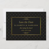 Moderner Schwarz-Gold-Foil-Effekt Save The Date (Vorderseite)