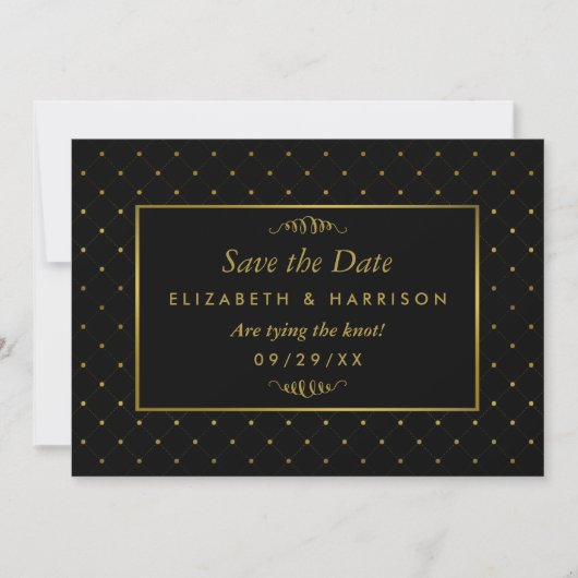 Moderner Schwarz-Gold-Foil-Effekt Save The Date (Vorderseite)