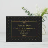 Moderner Schwarz-Gold-Foil-Effekt Save The Date (Stehend Vorderseite)