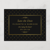 Moderner Schwarz-Gold-Foil-Effekt Save the Date Ankündigungspostkarte (Vorderseite)