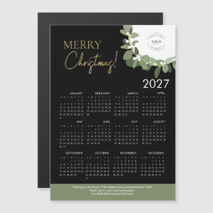 Moderner Schwarz & Gold Frohe Weihnachten 2027 Kal Magnetkarte