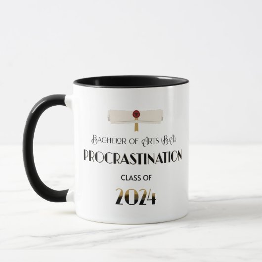 Moderner Schwarz-Gold-Funny-Abschluss Tasse (Links)