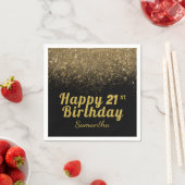 Moderner Schwarz-Gold-Glitzer jeden Alters Serviette (Beispiel)