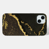 Moderner Schwarz-Gold-Marmor-Individuelle Name Case-Mate iPhone Hülle (Rückseite (Horizontal))