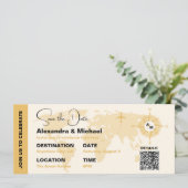 Moderner Schwarz-Gold-Pass Save the Date Einladung (Stehend Vorderseite)