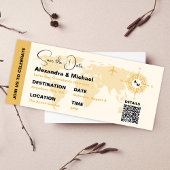 Moderner Schwarz-Gold-Pass Save the Date Einladung