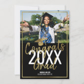 Moderner Schwarz-Gold-Script-Abschluss Ankündigung (Vorderseite)