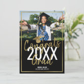 Moderner Schwarz-Gold-Script-Abschluss Ankündigung (Stehend Vorderseite)