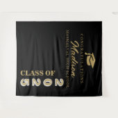 Moderner Schwarz-Gold-Script-Abschluss Wandteppich (Vorderseite (Horizontal))