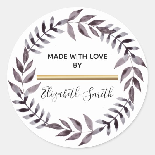 Moderner Schwarz & Gold-Urlaubskreath von Runder Aufkleber (Vorderseite)