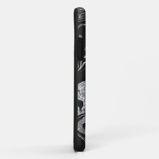 Moderner Schwarz-Grau-Silbermor-Glitzer Case-Mate iPhone Hülle (Hinten/Rechts)