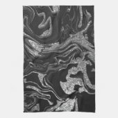 Moderner Schwarz-Grau-Silbermor-Glitzer Geschirrtuch (Vertikal)