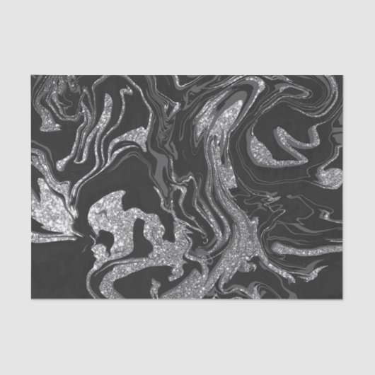 Moderner Schwarz-Grau-Silbermor-Glitzer Seidenpapier (Vorderseite)