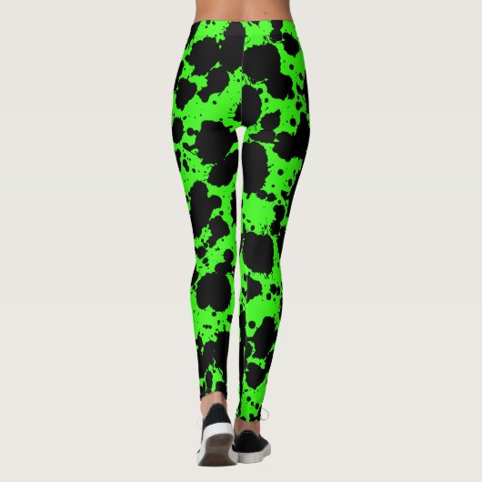 Moderner Schwarz-Grün-Spritzer Funny Leggings (Rückseite)