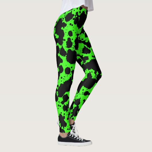 Moderner Schwarz-Grün-Spritzer Funny Leggings (Rechts)