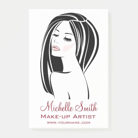 Moderner Schwarz-Hellrosa-Chic Eyelash Makeup Arti Post-it Klebezettel (Vorderseite)