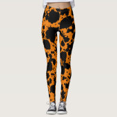 Moderner Schwarz-Orange Paint Spritzer Funny Leggings (Vorderseite)