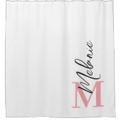 Moderner Schwarz-Rosa-Duschvorhang für Monogramm Duschvorhang (Vorderseite)