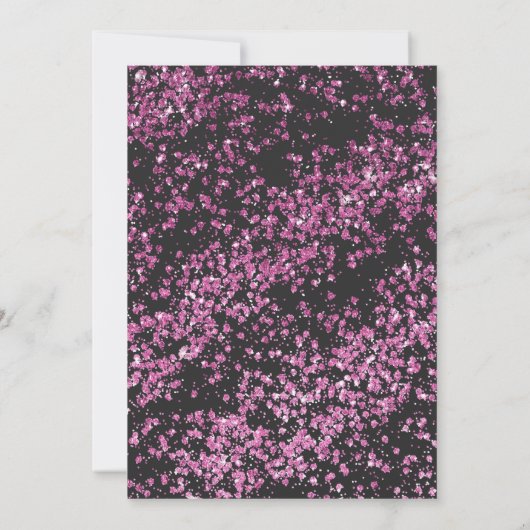 Moderner Schwarz-Rosa-Glitzer Staubmilch 16 Einladung (Rückseite)
