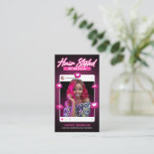 Moderner schwarz-rosa-Instagramm-Haarstylist QR-Co Visitenkarte (Stehend Vorderseite)