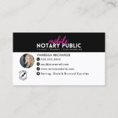 Moderner schwarz-rosa Notar-Signatur Business QR C Visitenkarte (Vorderseite)