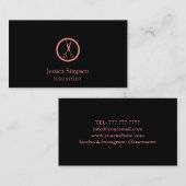 Moderner Schwarz & Rose Goldhaar Stylist Friseur S Visitenkarte (Vorne/Hinten)
