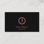 Moderner Schwarz & Rose Goldhaar Stylist Friseur S Visitenkarte (Vorderseite)