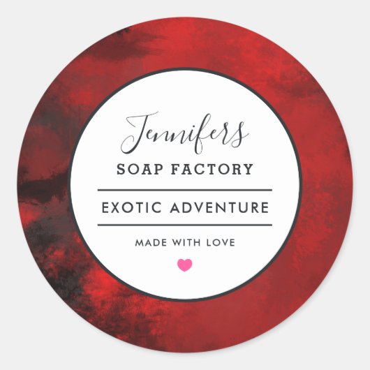 Moderner Schwarz-Rot-Abstrakt-Kerzenschein Runder Aufkleber (Vorderseite)