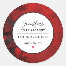 Moderner Schwarz-Rot-Abstrakt-Kerzenschein Runder Aufkleber