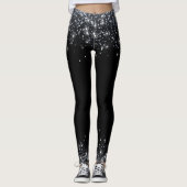 Moderner Schwarz-Silber-Glitzer Leggings (Vorderseite)