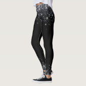 Moderner Schwarz-Silber-Glitzer Leggings (Links)