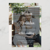 Moderner schwarz transparenter Chic 2 Foto QR Code Einladung (Vorne/Hinten)