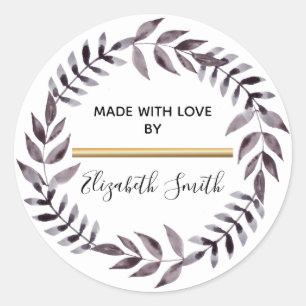 Moderner Schwarz-u. Goldfeiertags-Kranz vorbei Runder Aufkleber