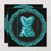 MODERNER SCHWARZ UND AQUA LACE JUNGGESELINNEN-ABSC EINLADUNG (Vorne/Hinten)