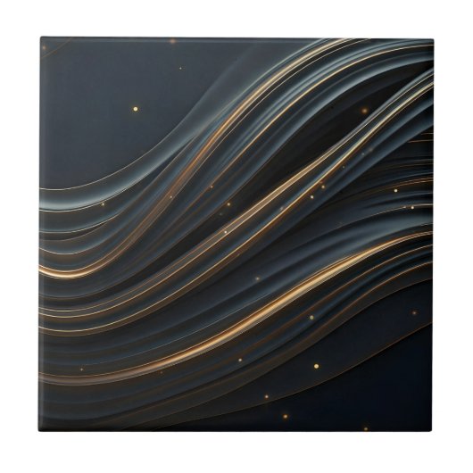 Moderner Schwarz und Glanz Abstrakter Fluss Fliese (Vorderseite)