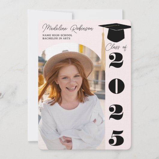 Moderner Schwarz und Schwarz - 4 Fotos Abschluss Einladung (Vorderseite)