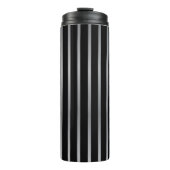 Moderner Schwarz- und Silberstreifen Thermosbecher (Vorderseite)