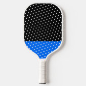 Moderner Schwarz Vivid Blue Polka Farbblock gepunk Pickleball Schläger (Rückseite)