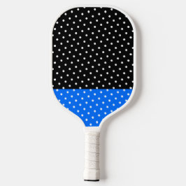 Moderner Schwarz Vivid Blue Polka Farbblock gepunk Pickleball Schläger