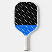 Moderner Schwarz Vivid Blue Polka Farbblock gepunk Pickleball Schläger (Vorderseite)