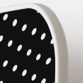 Moderner Schwarz Vivid Blue Polka Farbblock gepunk Pickleball Schläger (Linke Seite)