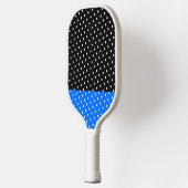 Moderner Schwarz Vivid Blue Polka Farbblock gepunk Pickleball Schläger (Links)