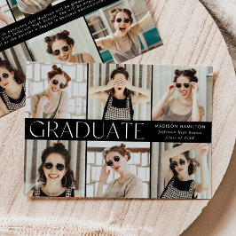 Moderner Schwarz-Weiß-12-Foto-Abschluss Ankündigung